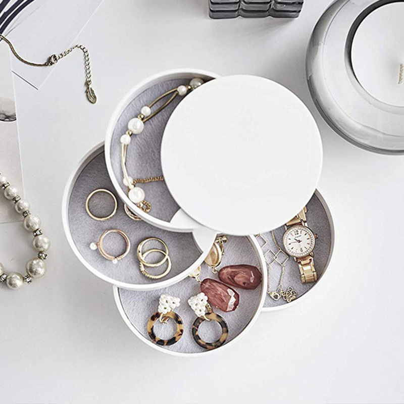 Kūrybinga dulkėms atspari besisukanti papuošalų dėžutė su dangteliu, namų žiedas, karoliai, apyrankė, laikrodis, papuošalai, papuošalų laikymo dėžutė, didmeninė prekyba