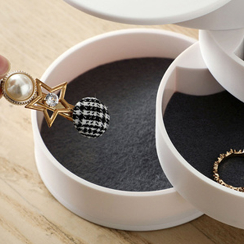 Kūrybinga dulkėms atspari besisukanti papuošalų dėžutė su dangteliu, namų žiedas, karoliai, apyrankė, laikrodis, papuošalai, papuošalų laikymo dėžutė, didmeninė prekyba