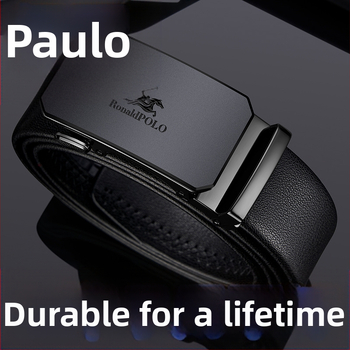 RONALDPOLO vyriškas odinis diržas su automatine sagtimi, grynos jaučio odos vyriškas diržas, verslo stiliaus, paprastas kelnių diržas, dovana, didmeninė prekyba