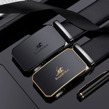 RONALDPOLO vyriškas odinis diržas su automatine sagtimi, grynos jaučio odos vyriškas diržas, verslo stiliaus, paprastas kelnių diržas, dovana, didmeninė prekyba