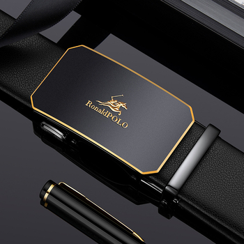 RONALDPOLO vyriškas odinis diržas su automatine sagtimi, grynos jaučio odos vyriškas diržas, verslo stiliaus, paprastas kelnių diržas, dovana, didmeninė prekyba