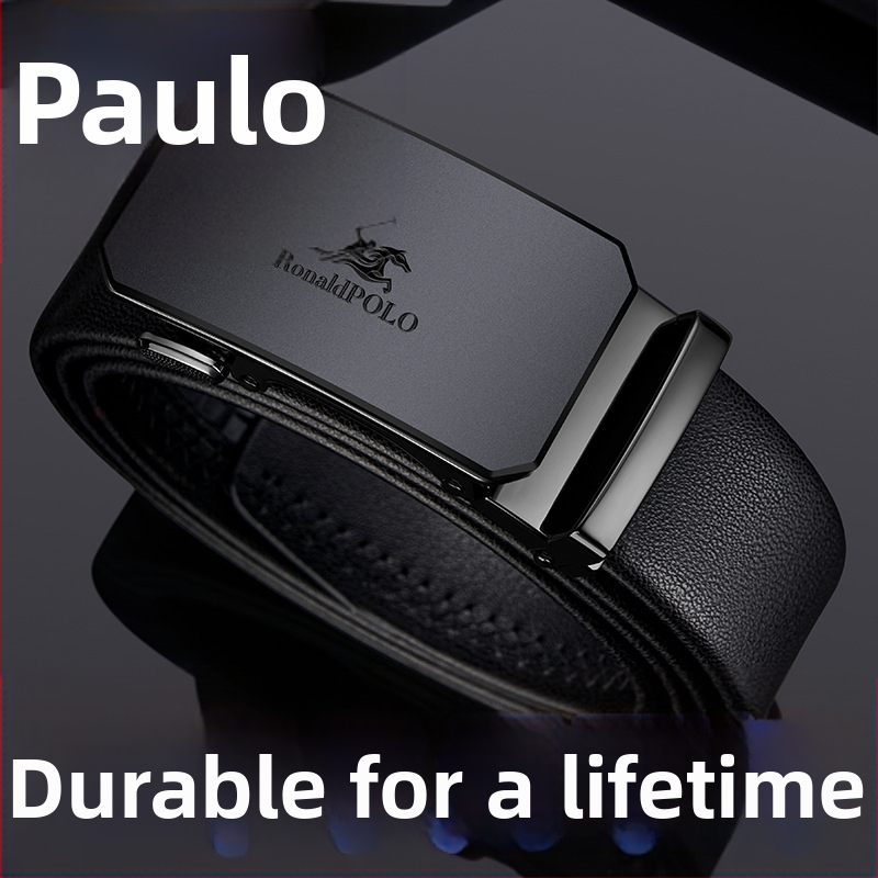 RONALDPOLO vyriškas odinis diržas su automatine sagtimi, grynos jaučio odos vyriškas diržas, verslo stiliaus, paprastas kelnių diržas, dovana, didmeninė prekyba