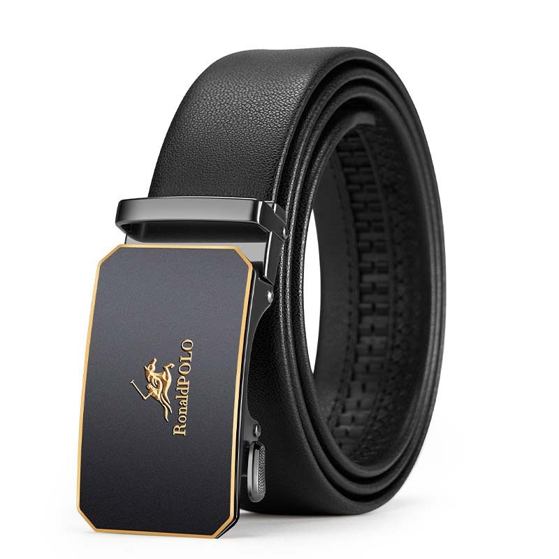RONALDPOLO vyriškas odinis diržas su automatine sagtimi, grynos jaučio odos vyriškas diržas, verslo stiliaus, paprastas kelnių diržas, dovana, didmeninė prekyba