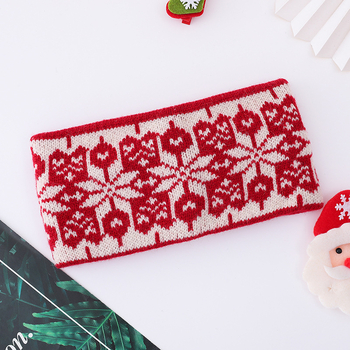 Νέα πλεκτή κορδέλα μαλλιών με νιφάδες χιονιού σε γαλλικό στιλ για το φθινόπωρο και τον χειμώνα του 2024, με φαρδιά άκρη, κορδέλα μαλλιών υψηλής ελαστικότητας, μάλλινη κορδέλα μαλλιών, καρό σχέδιο