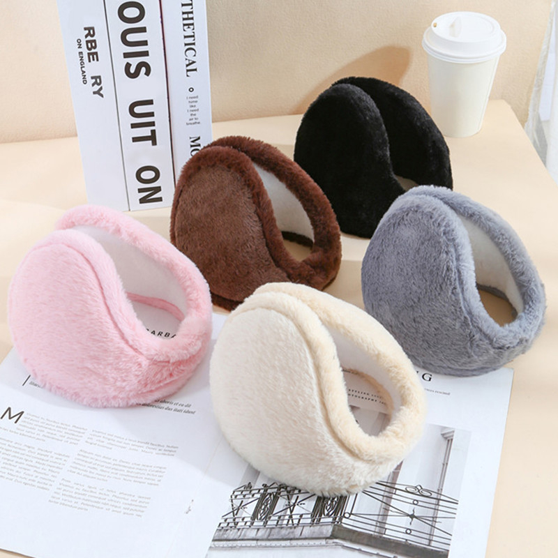 Vilnonės pamušalo sustorintos pliušinės šiltos ausinės. Žieminės ausų apsaugos vyrams ir moterims. Šiltos, vientisos spalvos, pliušinės studentų ausinės, atsparios šalčiui, nešiojamos iš galo.