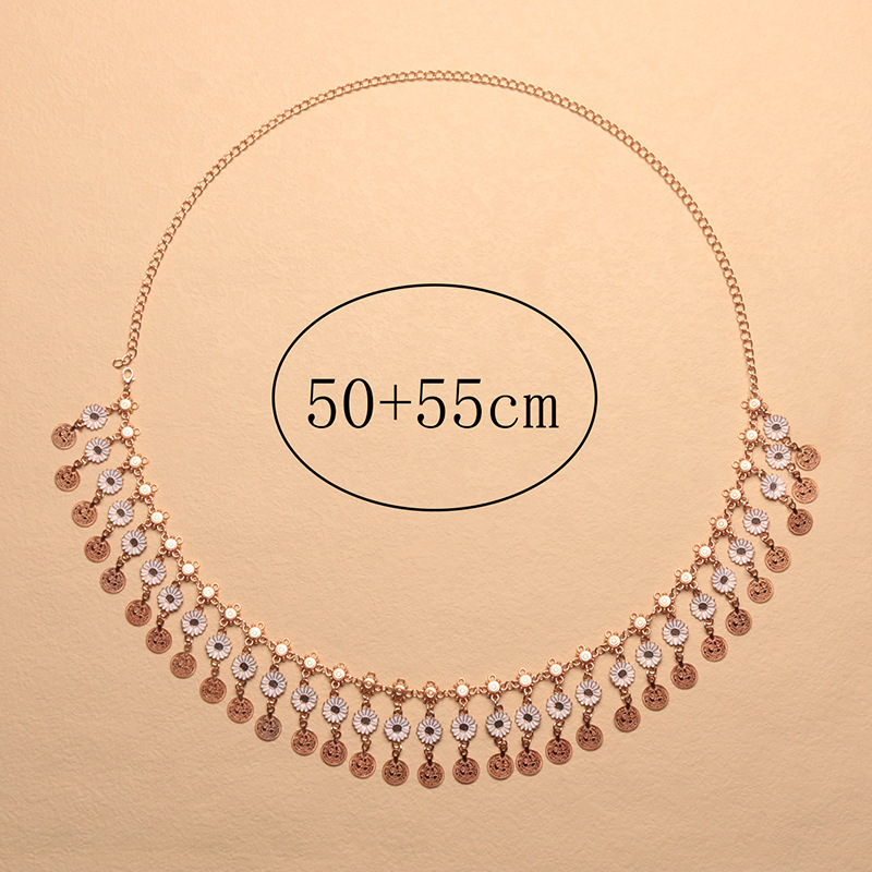 Madingos naujos bohemiškos monetų kutais puoštos juosmens grandinėlės retro etninio stiliaus lydinio taško deimanto pilvo šokio juosmens aksesuarai, didmeninė prekyba