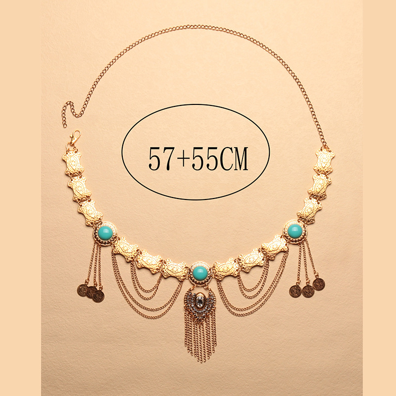 Madingos naujos bohemiškos monetų kutais puoštos juosmens grandinėlės retro etninio stiliaus lydinio taško deimanto pilvo šokio juosmens aksesuarai, didmeninė prekyba