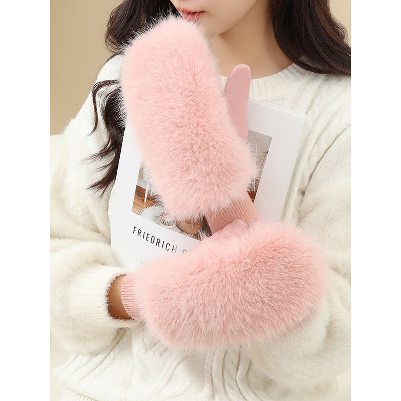 Žiemos šiltos, sutirštintos, vėjui atsparios, mielos, šaltos, jojimo pliušinės, „Luo Kou“ pirštinės, mados sprogimai, ponios