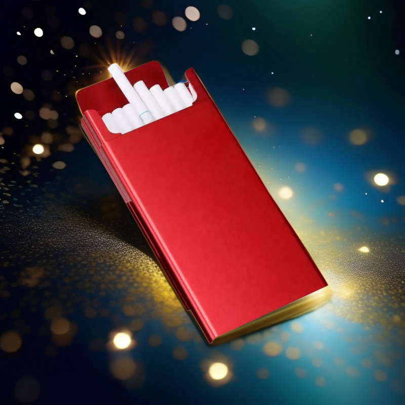 Plona cigarečių dėžutė su 20 dalių, itin plona nešiojama ištraukiama automatinė iššokanti drėgmei atspari aliuminio lydinio slankiojanti metalinė cigarečių dėžutė vyrams