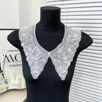 Фабрика директно черна тежка промишленост кристална бродерия фалшива яка дамска бродерия мъниста мъниста яка цвете декоративни дрехи аксесоари за яка