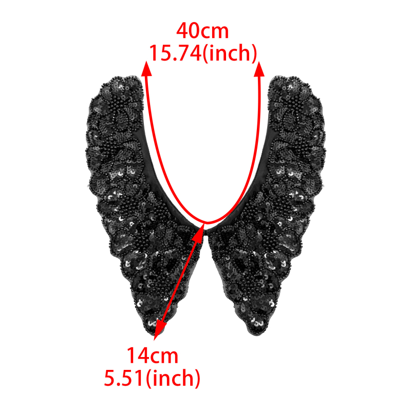 Tiesioginė gamyklinė juoda sunkiosios pramonės cirkonio siuvinėjimo padirbta apykaklė moteriška siuvinėjimo karoliukai karoliukų apykaklė gėlė dekoratyviniai drabužių apykaklės aksesuarai