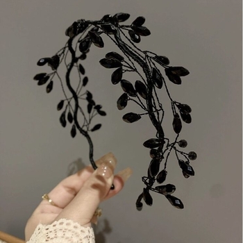 Χειροποίητη κορδέλα μαλλιών από μαύρο κρύσταλλο από τη Νότια Κορέα, μοντέρνα και κομψή, γυναικεία κορδέλα μαλλιών σε στυλ Mori, Super Fairy, υψηλής ποιότητας, με κλιπ μαλλιών Sense.