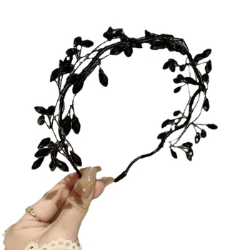 Χειροποίητη κορδέλα μαλλιών από μαύρο κρύσταλλο από τη Νότια Κορέα, μοντέρνα και κομψή, γυναικεία κορδέλα μαλλιών σε στυλ Mori, Super Fairy, υψηλής ποιότητας, με κλιπ μαλλιών Sense.