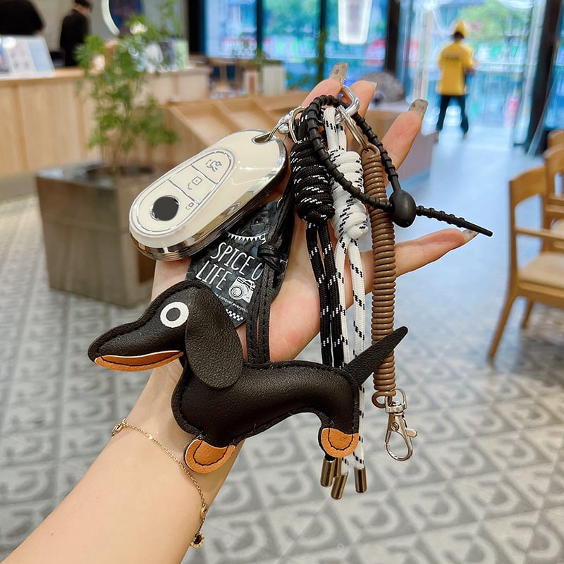 Nou din piele Dachshund țesut manual breloc frânghie țesute frânghie piele cățeluș mașina breloc geantă de ambalare agățat ornamente