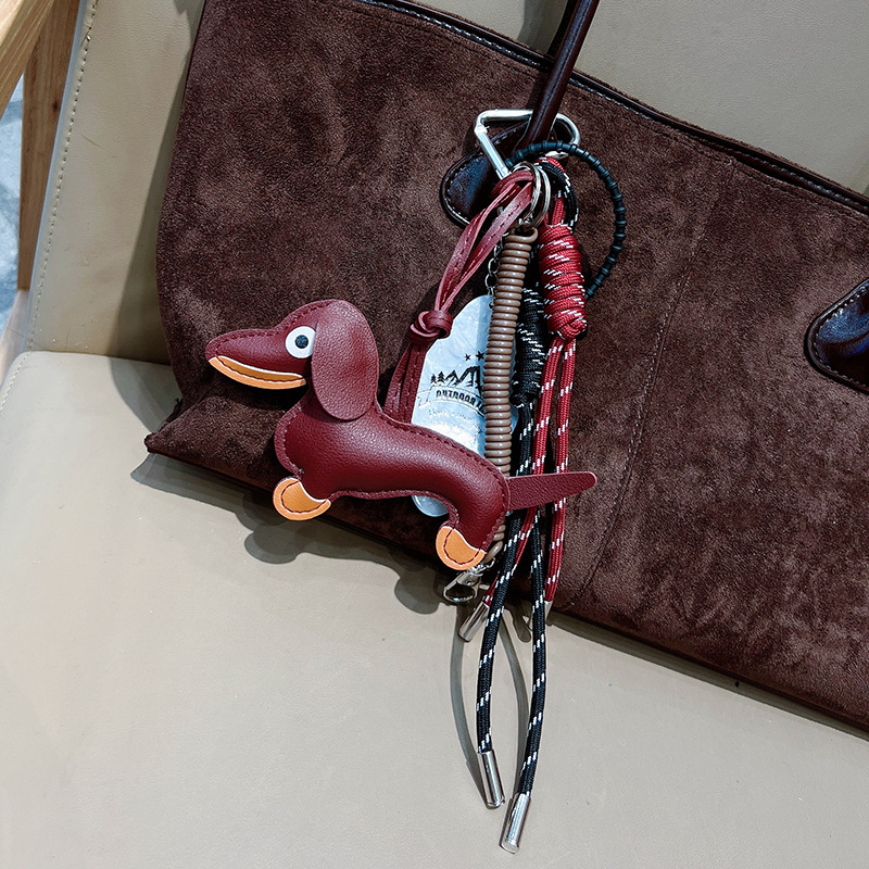 Nou din piele Dachshund țesut manual breloc frânghie țesute frânghie piele cățeluș mașina breloc geantă de ambalare agățat ornamente