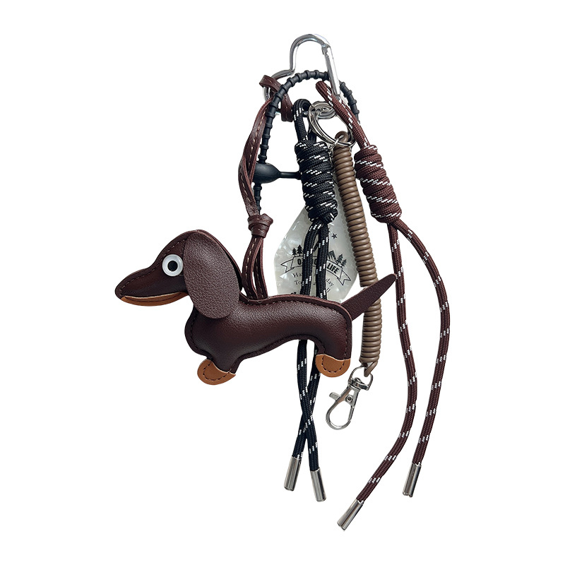 Nou din piele Dachshund țesut manual breloc frânghie țesute frânghie piele cățeluș mașina breloc geantă de ambalare agățat ornamente