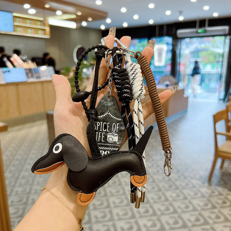 Nou din piele Dachshund țesut manual breloc frânghie țesute frânghie piele cățeluș mașina breloc geantă de ambalare agățat ornamente
