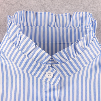 Πουκάμισο με ψεύτικο γιακά και ριγέ διακοσμητικό, κομψό και δροσερό, άνετο γιακά πουκαμίσου.