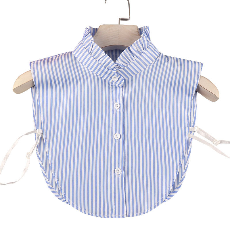 Visiems tinkantys dryžuoti marškiniai su netikra apykakle, dekoratyvūs, elegantiški, stilingi, universalūs, laisvi, patogūs marškinių apykaklės marškiniai