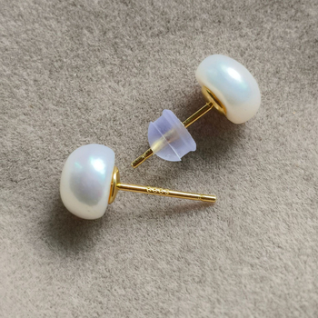999 sterling ezüst Zhuji természetes édesvízi gyöngy fülbevaló, erős fényű, fejlett érzékű fülbevaló, 925-ös sterling ezüst, őszi-téli divatos, natúr