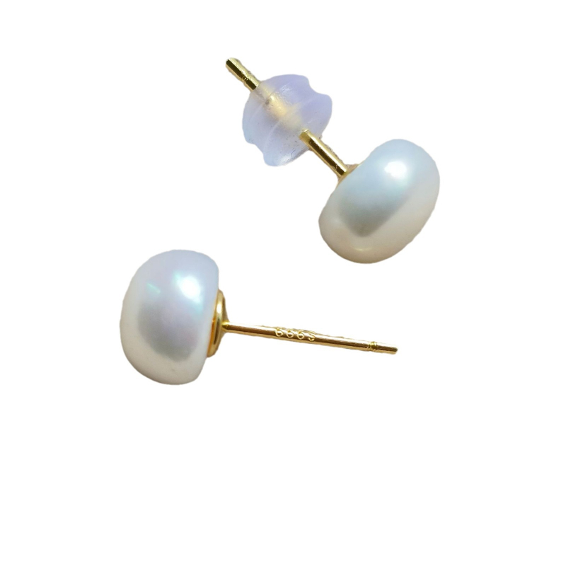 999 sterling ezüst Zhuji természetes édesvízi gyöngy fülbevaló, erős fényű, fejlett érzékű fülbevaló, 925-ös sterling ezüst, őszi-téli divatos, natúr