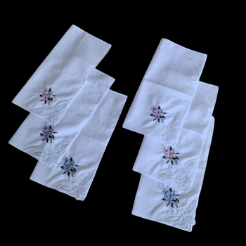 Balta siuvinėta medvilninė moteriška siuvinėta nėrinių vieno kampo nosinė Nosinė 28CM medvilninė nosinė plona 6