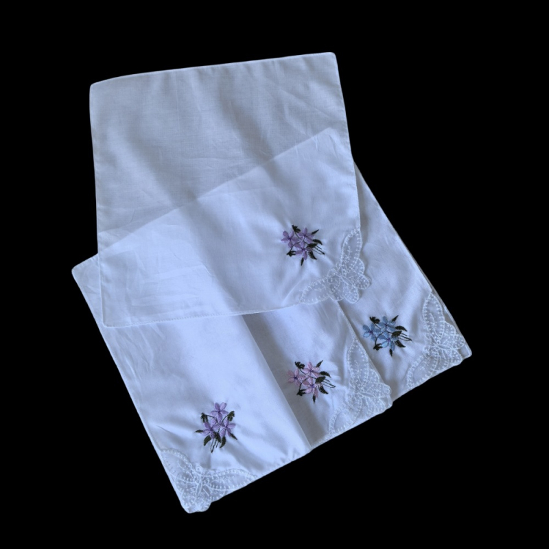 Balta siuvinėta medvilninė moteriška siuvinėta nėrinių vieno kampo nosinė Nosinė 28CM medvilninė nosinė plona 6