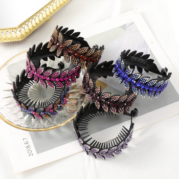 Αξεσουάρ μαλλιών με σφαιρική κεφαλή, στρας, μπούκλες μαλλιών, φύλλο ελιάς, γυναικεία φουρκέτα, επαγγελματική φουρκέτα, κλιπ με στρογγυλή λαιμόκοψη, γεμάτο διαμάντι, αλογοουρά