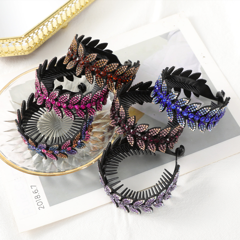 Accesorii de păr cu cap sferic, stras, frunză de măslin, ondulator de păr, agrafă de păr feminină, cap profesional, clemă răsucită cu flori, cataramă completă cu coadă de cal cu diamant,