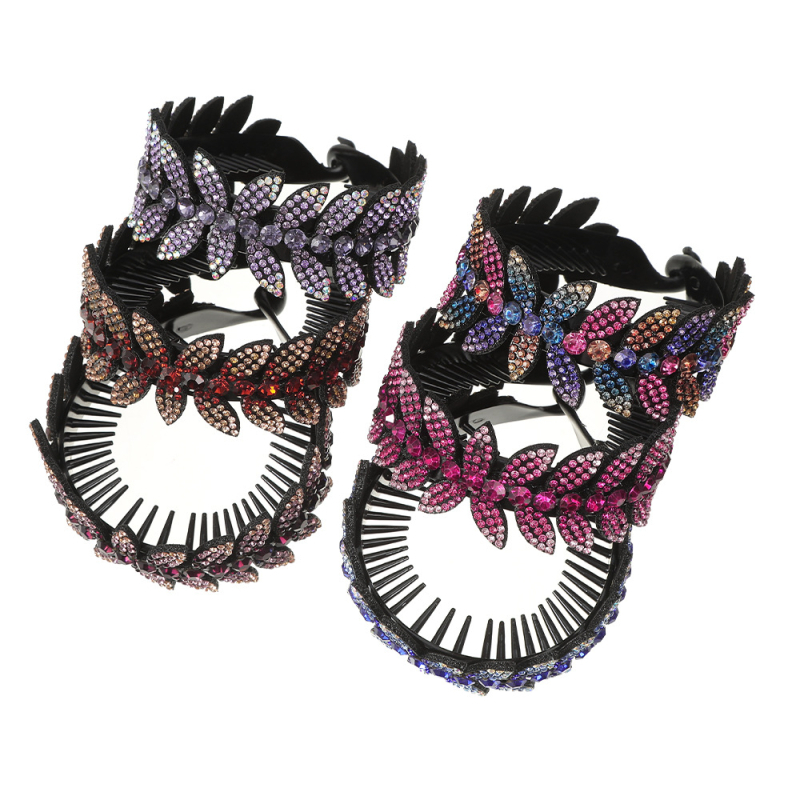 Accesorii de păr cu cap sferic, stras, frunză de măslin, ondulator de păr, agrafă de păr feminină, cap profesional, clemă răsucită cu flori, cataramă completă cu coadă de cal cu diamant,