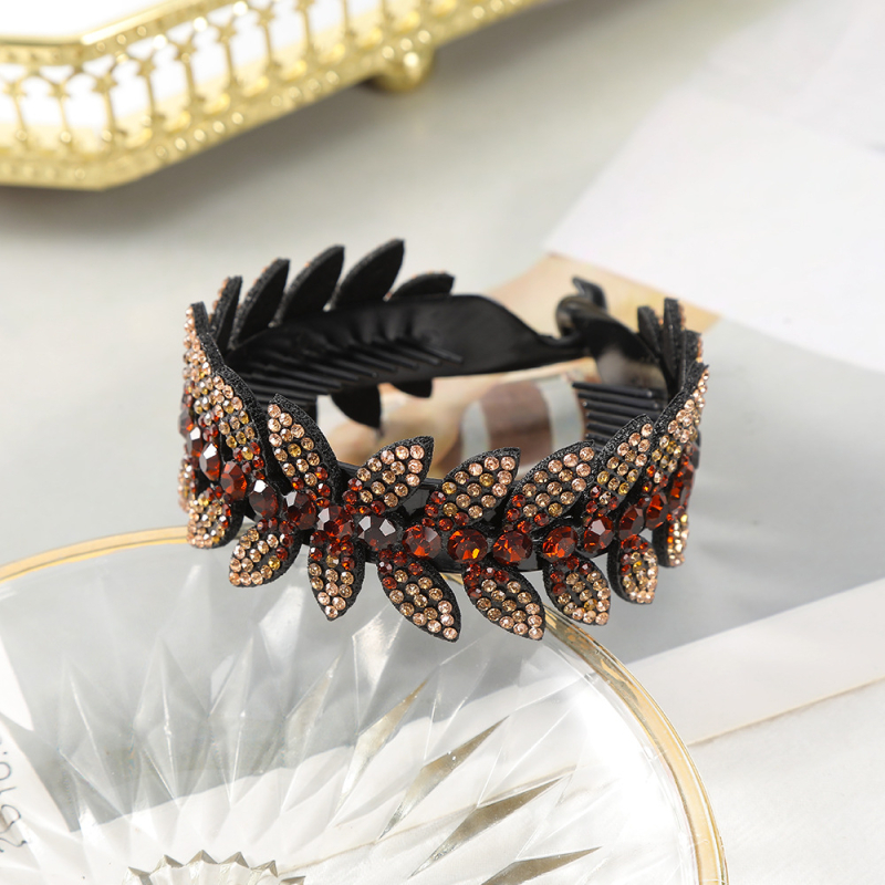 Accesorii de păr cu cap sferic, stras, frunză de măslin, ondulator de păr, agrafă de păr feminină, cap profesional, clemă răsucită cu flori, cataramă completă cu coadă de cal cu diamant,