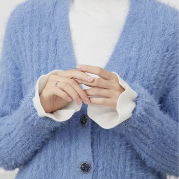 Φθινοπωρινό και Χειμωνιάτικο Πλεκτό Πουλόβερ Ασπρόμαυρο, Πυκνό, Ζεστό, Τεχνητό Γιακά, Ψεύτικο Μανίκι, Ψεύτικο Γιακά, Κασκόλ, Γάντια, Κοστούμι