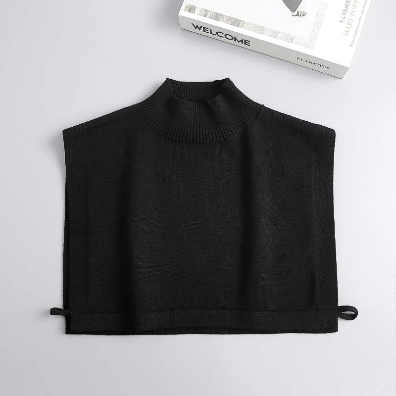 Φθινοπωρινό και Χειμωνιάτικο Πλεκτό Πουλόβερ Ασπρόμαυρο, Πυκνό, Ζεστό, Τεχνητό Γιακά, Ψεύτικο Μανίκι, Ψεύτικο Γιακά, Κασκόλ, Γάντια, Κοστούμι