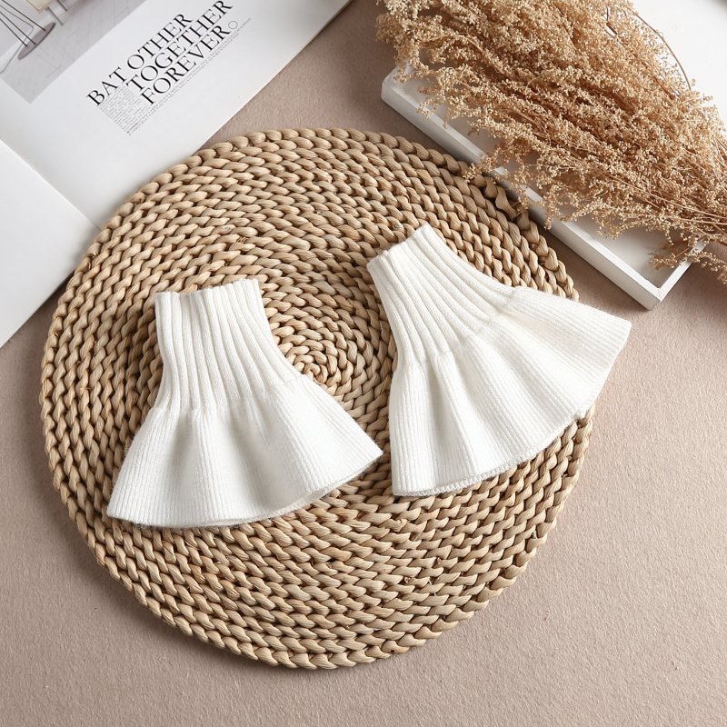 Φθινοπωρινό και Χειμωνιάτικο Πλεκτό Πουλόβερ Ασπρόμαυρο, Πυκνό, Ζεστό, Τεχνητό Γιακά, Ψεύτικο Μανίκι, Ψεύτικο Γιακά, Κασκόλ, Γάντια, Κοστούμι