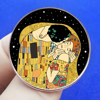 Broșă Der Kuss kiss pictură în ulei taffklimm simbolism insignă insignă din aliaj metalic