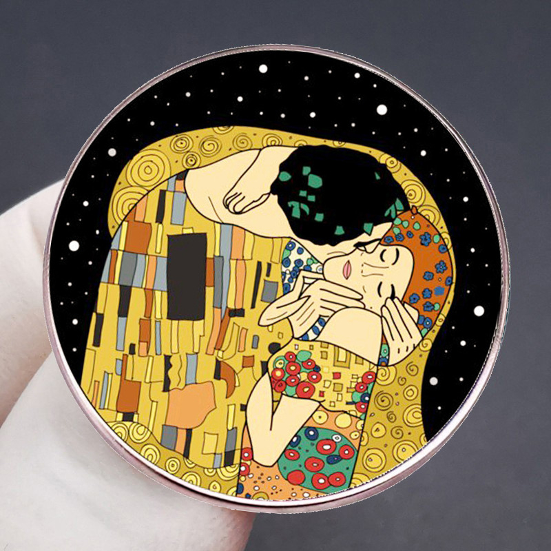 Broșă Der Kuss kiss pictură în ulei taffklimm simbolism insignă insignă din aliaj metalic