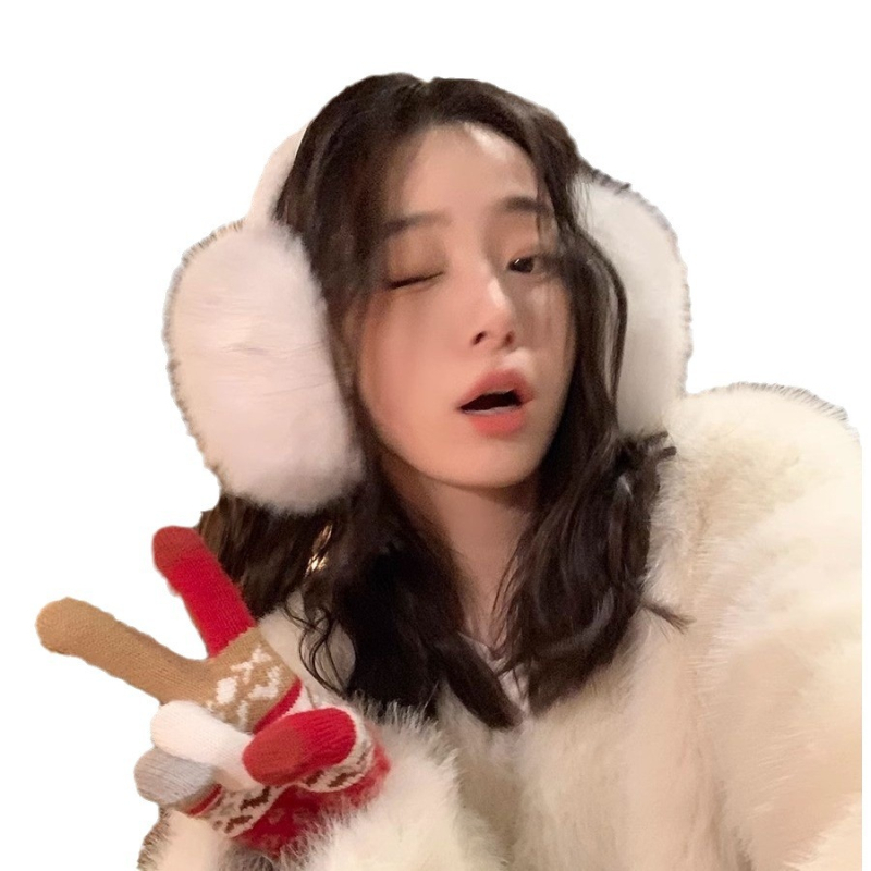 Λευκές γυναικείες ωτοασπίδες χειμωνιάτικες χαριτωμένες βελούδινες 2024 νέες ωτοασπίδες ζεστές χοντρές τρέμολο διανομή μικρού κόκκινου βιβλίου