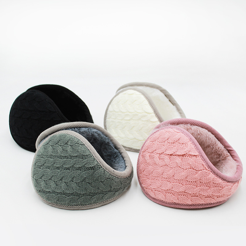 Зимни горещо продавани задни носещи наушници, меки и удобни едноцветни плетени наушници, модна топла чанта за защита на ушите