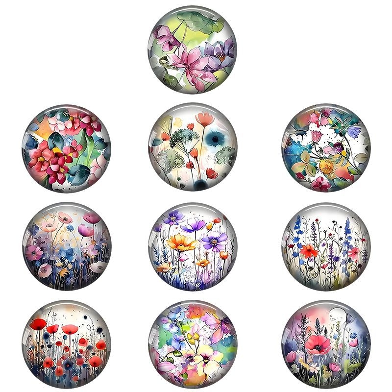 Loominguline lilleline akvarellkunstmaali stiilis ajakivi klaasist plaaster pehme magnetiline külmkapi kleebis kodukaunistamine