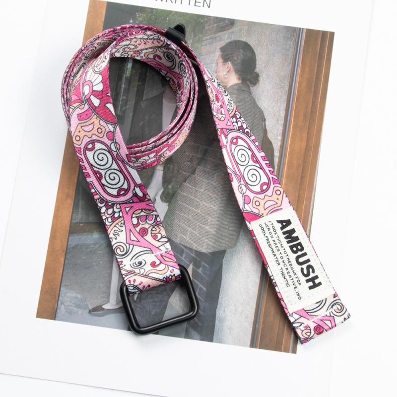 3,2 cm kvadratinės dvigubos kilpos drobės diržas su anakardžių gėlėmis ir madingu personalizuotu dekoratyviniu jaunimo diržu, spausdintu raide