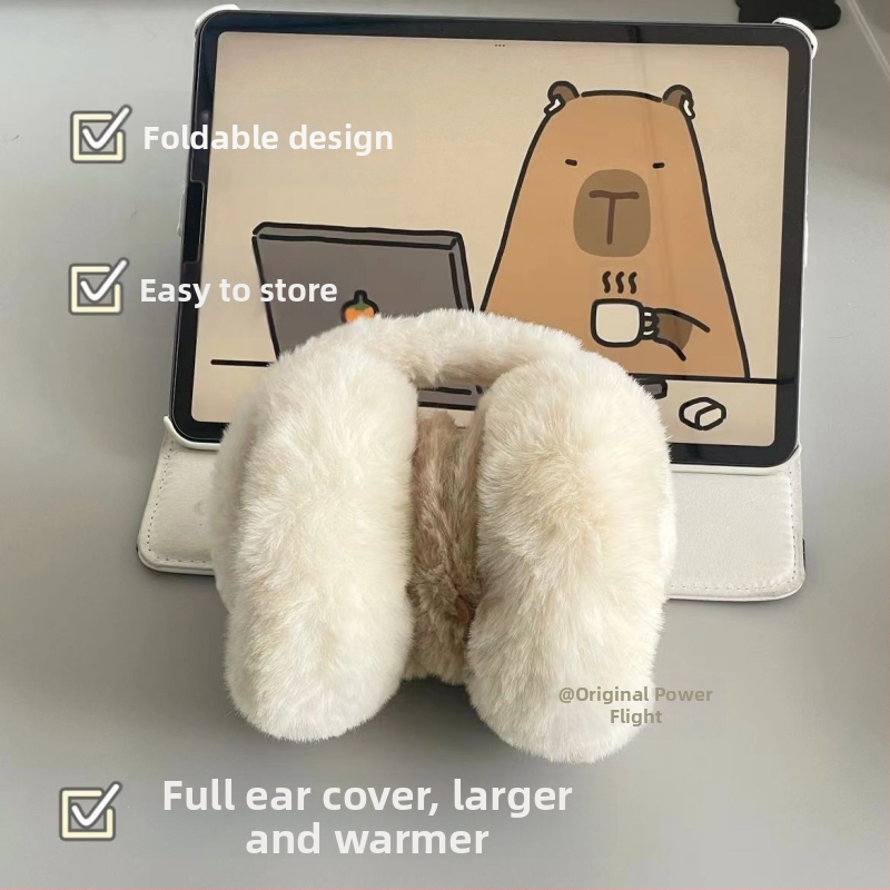 Zimné rukavice Capabala capybara, chrániče sluchu, teplé dvojdielne, roztomilé dámske nemrznúce plyšové chrániče sluchu odolné voči chladu