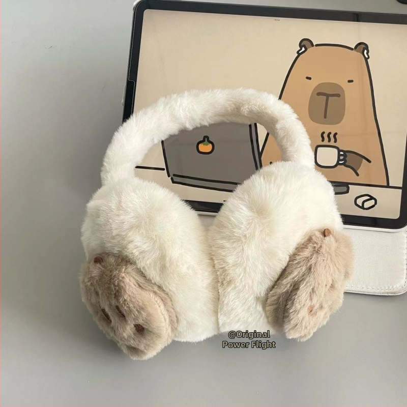 Zimné rukavice Capabala capybara, chrániče sluchu, teplé dvojdielne, roztomilé dámske nemrznúce plyšové chrániče sluchu odolné voči chladu