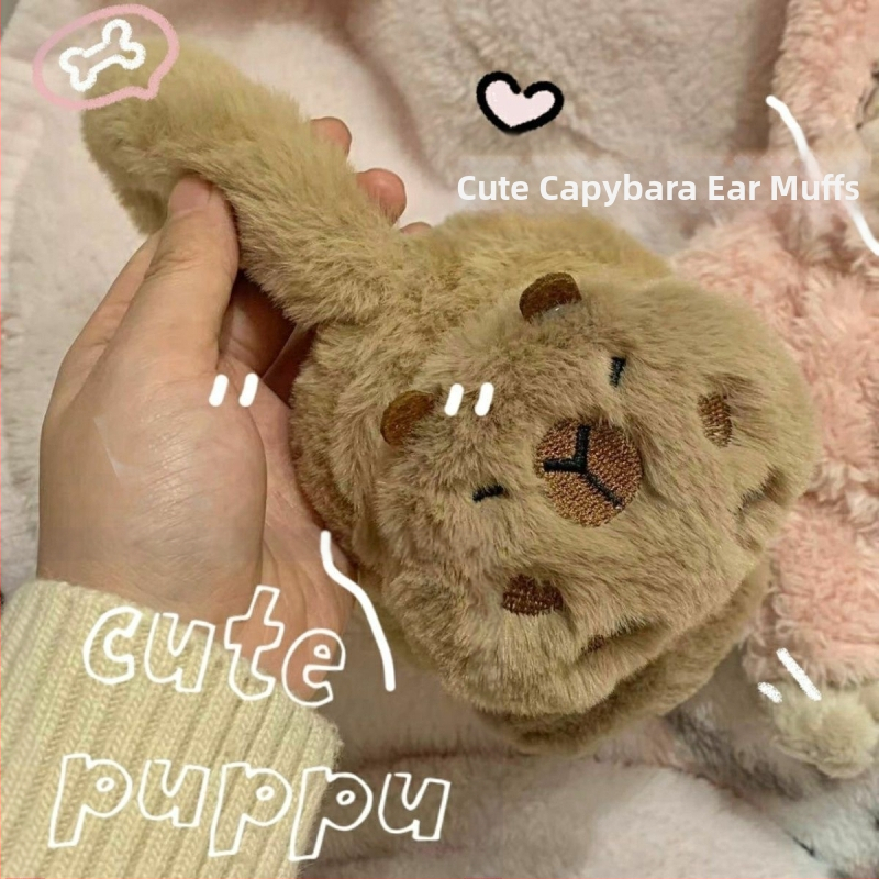 Capabala kapibaras ziemas cimdi, silti divdaļīgi, jauki sieviešu ausu aizsargi, pret sasalšanu, aukstumizturīgi, ausu aizsargi