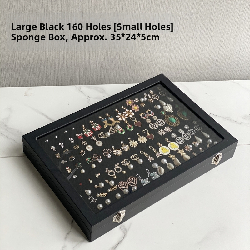 Rotaslietu kastīte ar taisniem auskariem, auskari, rotaslietas ar iespraužamu caurumu, sūkļa kastīte ar lielu ietilpību, piespraudes, nozīmīšu glabāšana, apdare