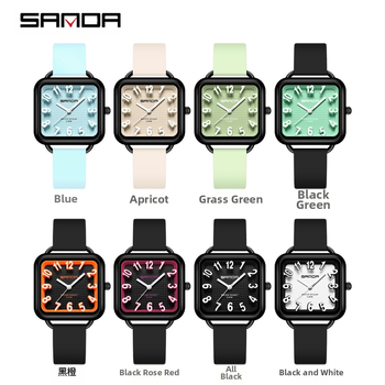 Sanda νέο προϊόν εξέτασης ειδικό ρολόι φοιτητής απλό ρολόι χαλαζία τάσης σιλικόνης ταινία τετράγωνο αδιάβροχο ρολόι χονδρικής