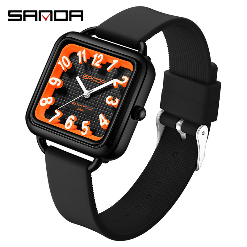 Sanda naujo produkto tyrimas specialus laikrodis studentams paprastas tendencija kvarcinis laikrodis silikoninė juosta kvadratinis vandeniui atsparus laikrodis didmeninė prekyba