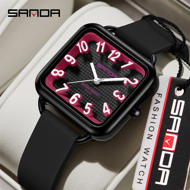 Sanda naujo produkto tyrimas specialus laikrodis studentams paprastas tendencija kvarcinis laikrodis silikoninė juosta kvadratinis vandeniui atsparus laikrodis didmeninė prekyba