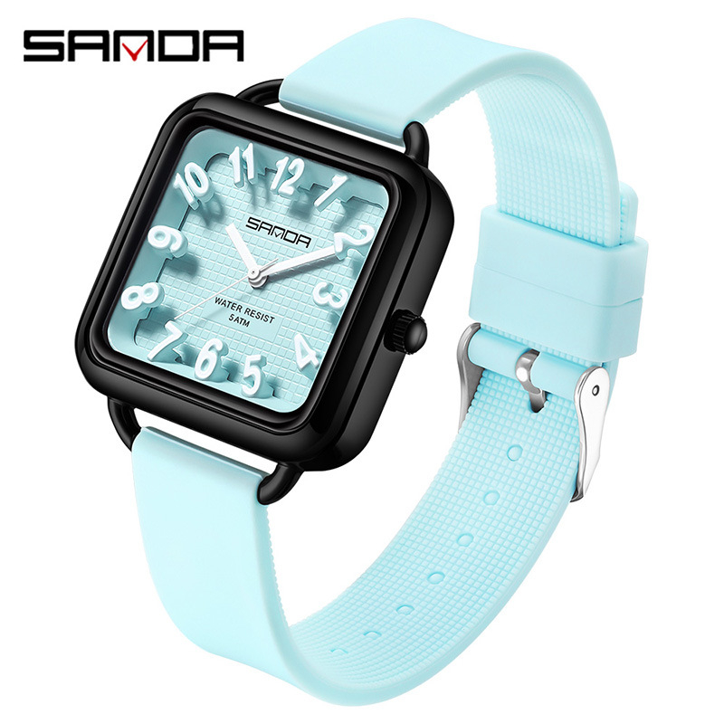 Sanda naujo produkto tyrimas specialus laikrodis studentams paprastas tendencija kvarcinis laikrodis silikoninė juosta kvadratinis vandeniui atsparus laikrodis didmeninė prekyba