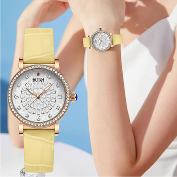 Γυναικείο ρολόι μόδας με διαμάντια και περιστρεφόμενο καντράν σε σχήμα λουλουδιού, αδιάβροχο γυναικείο ρολόι χαλαζία