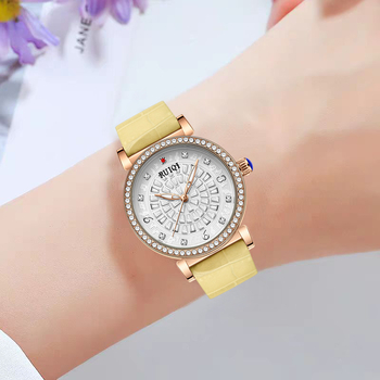 Γυναικείο ρολόι μόδας με διαμάντια και περιστρεφόμενο καντράν σε σχήμα λουλουδιού, αδιάβροχο γυναικείο ρολόι χαλαζία